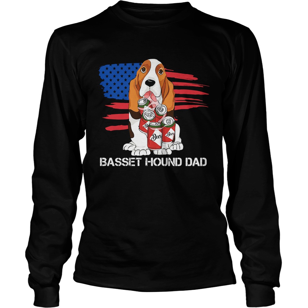 Basset hound dad American flag veteran Independence Day Long Sleeve