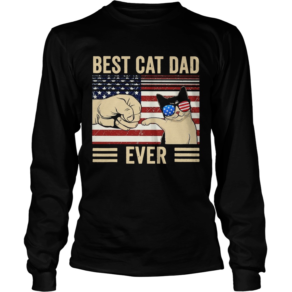 Best Cat Dad Ever Vintage American Flag Long Sleeve