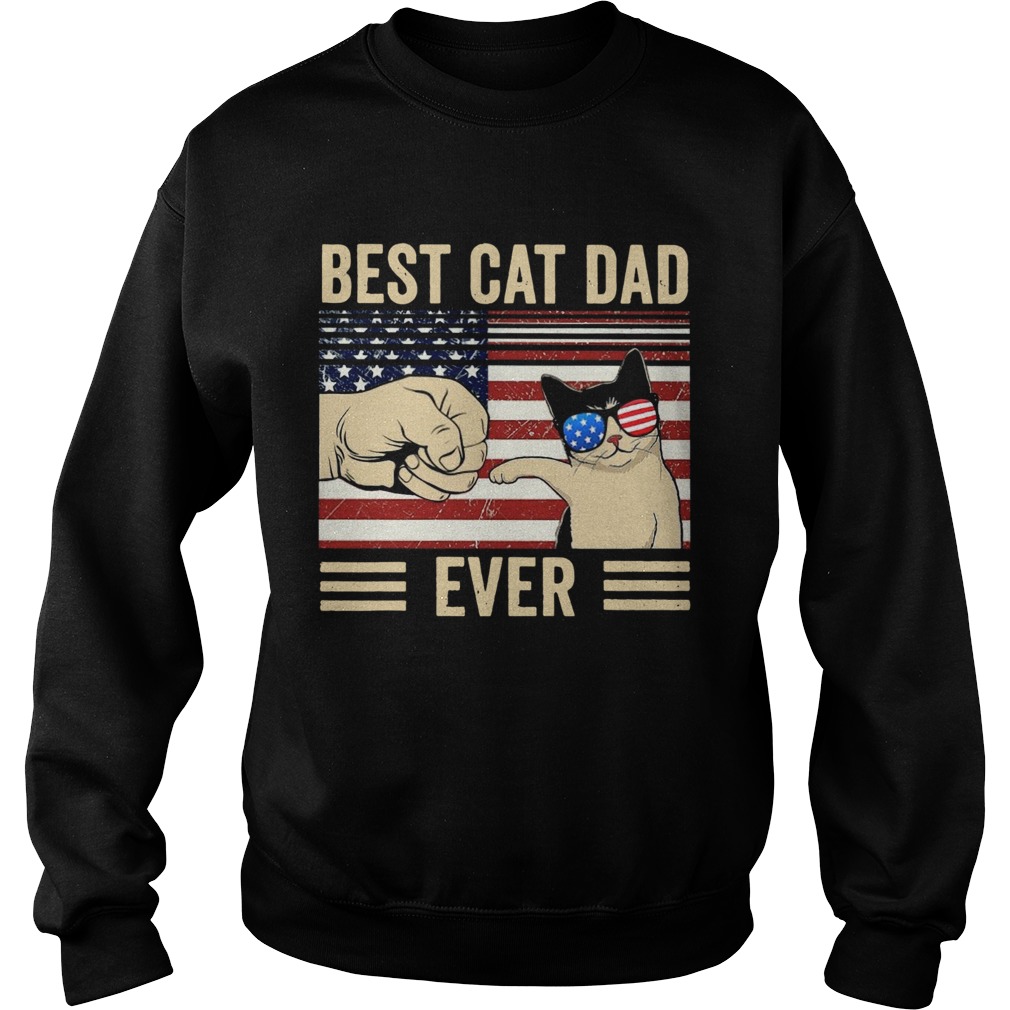 Best Cat Dad Ever Vintage American Flag Sweatshirt