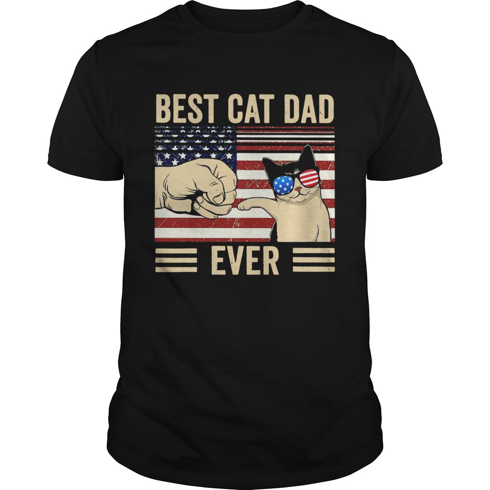 Best Cat Dad Ever Vintage American Flag shirt