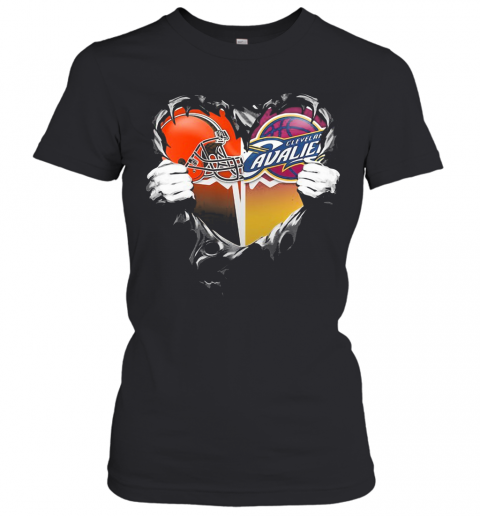 Blood Inside Cleveland Browns And Cleveland Cavaliers Heart T-Shirt Classic Women's T-shirt