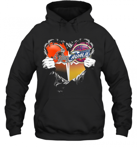 Blood Inside Cleveland Browns And Cleveland Cavaliers Heart T-Shirt Unisex Hoodie