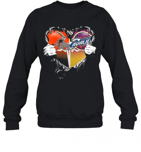 Blood Inside Cleveland Browns And Cleveland Cavaliers Heart T-Shirt Unisex Sweatshirt