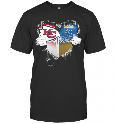 Blood Inside Kansas City Chiefs And Kansas City Royals Heart T-Shirt