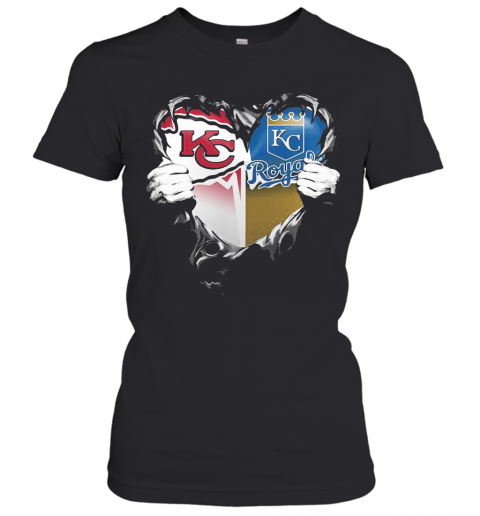 Blood Inside Kansas City Chiefs And Kansas City Royals Heart T-Shirt Classic Women's T-shirt