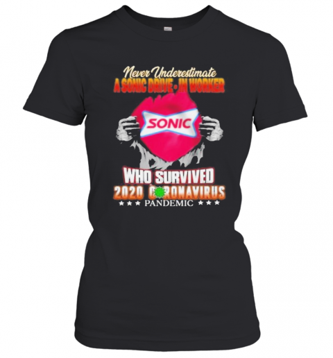 Blood Inside Me Never Underestimate A Sonic Drive Motors Worker Who Survived 2020 Coronavirus Pandemic T-Shirt Classic Women's T-shirt