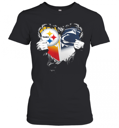 Blood Inside Pittsburgh Steelers Vs Pennsylvania Football Heart T-Shirt Classic Women's T-shirt