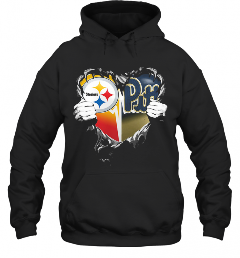 Blood Inside Pittsburgh Steelers Vs Pittsburgh Penguins Football Heart T-Shirt Unisex Hoodie