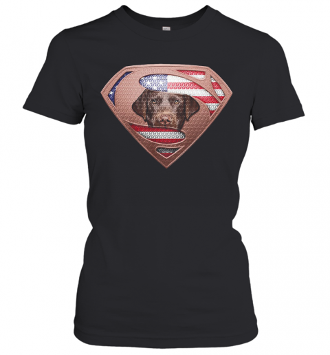 Blood Insides Superman Labrador Retriever American Flag Independence Day T-Shirt Classic Women's T-shirt