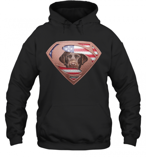 Blood Insides Superman Labrador Retriever American Flag Independence Day T-Shirt Unisex Hoodie