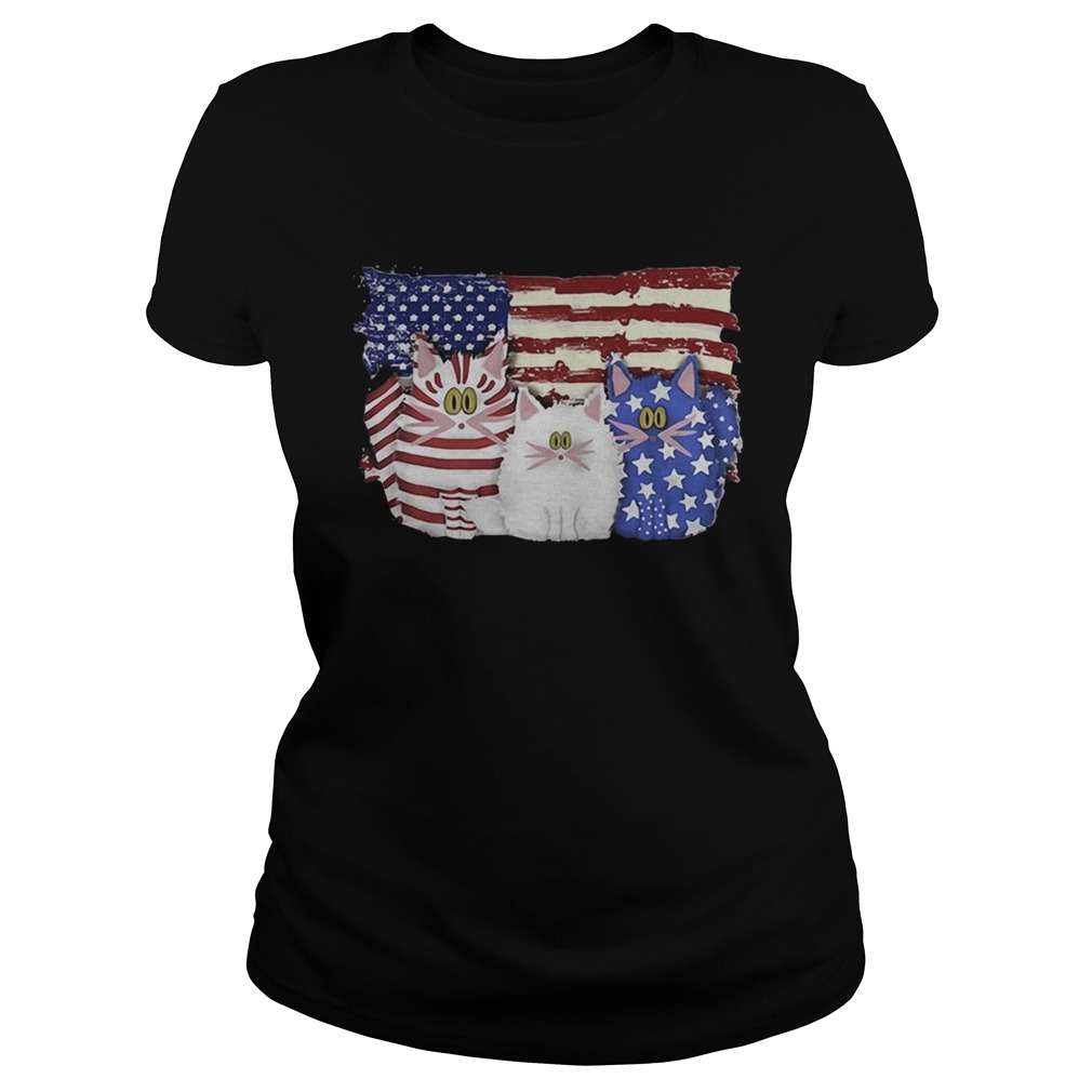 Cat 2 flag US American flag Independence Day veteran Classic Ladies