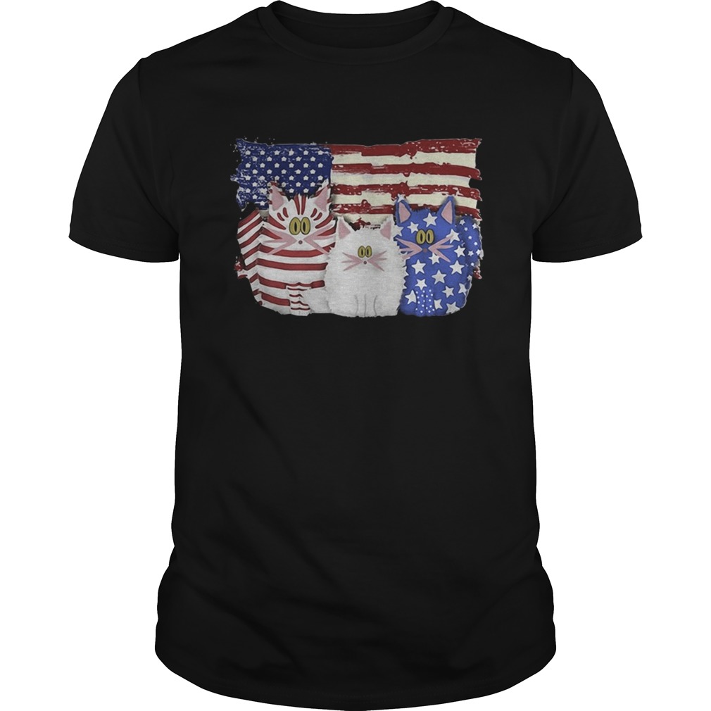 Cat 2 flag US American flag Independence Day veteran shirt