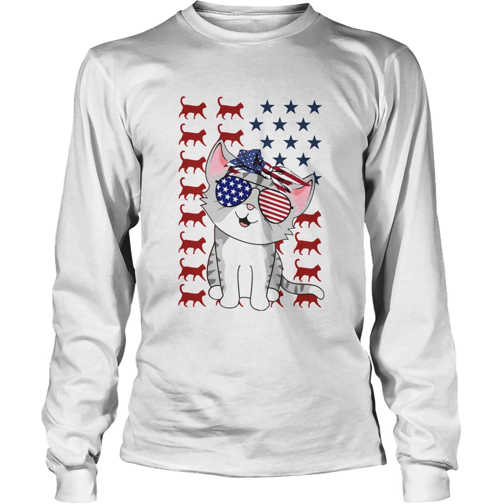 Cat Flag American In 5 Independence Day Long Sleeve