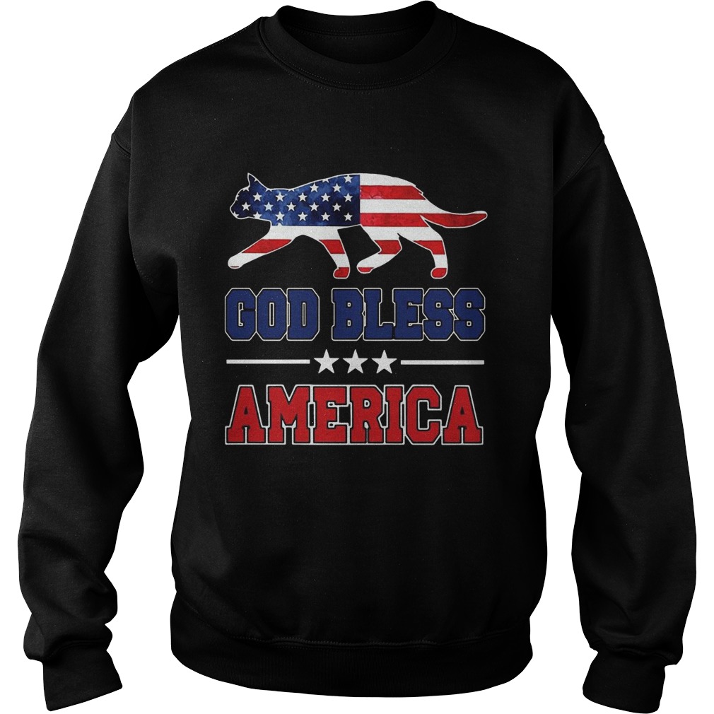 Cat God Bless America Flag Sweatshirt