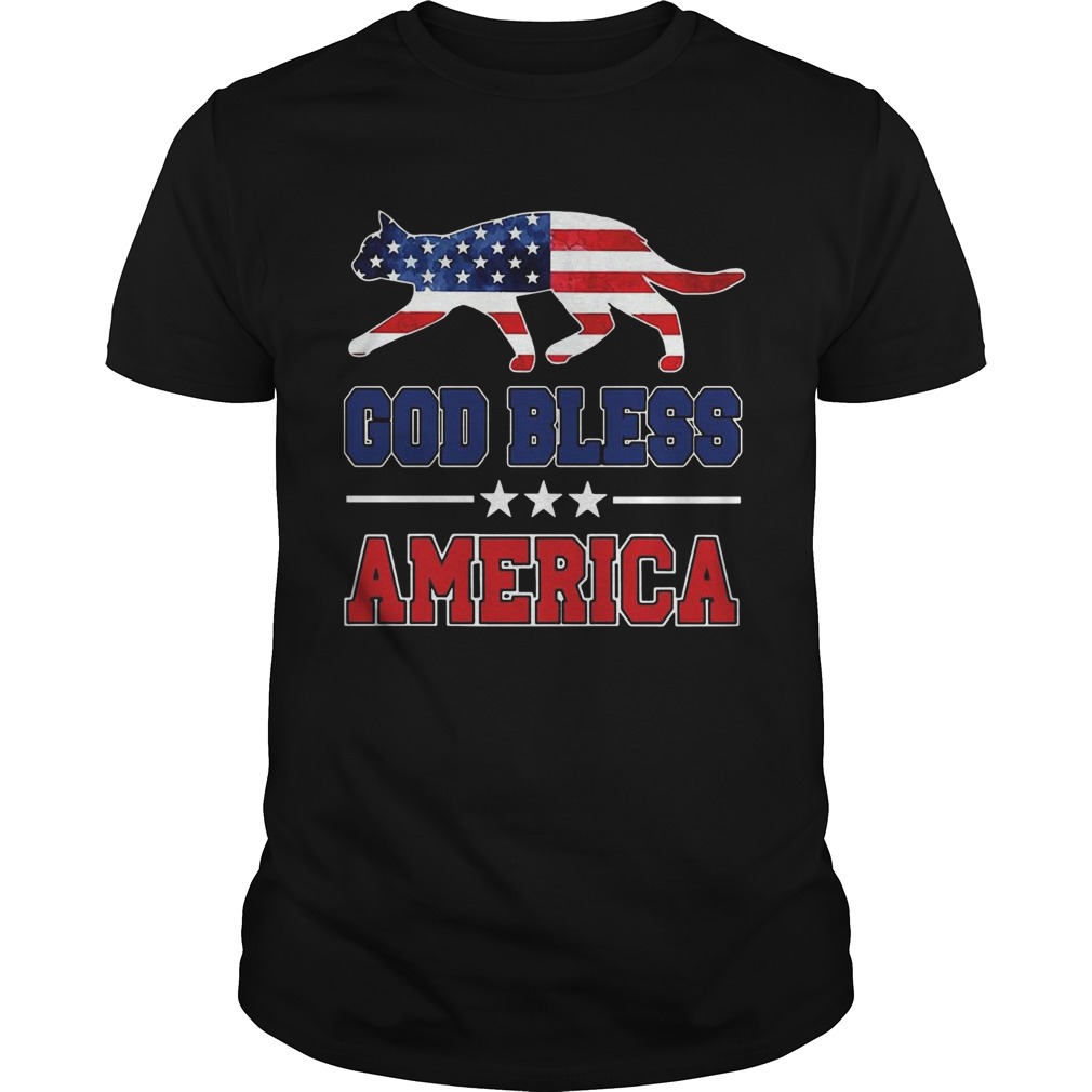 Cat God Bless America Flag shirt