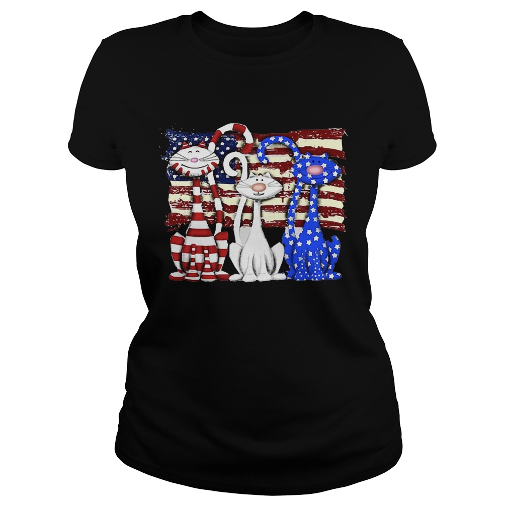 Cats 2 flag US American flag Independence Day veteran Classic Ladies