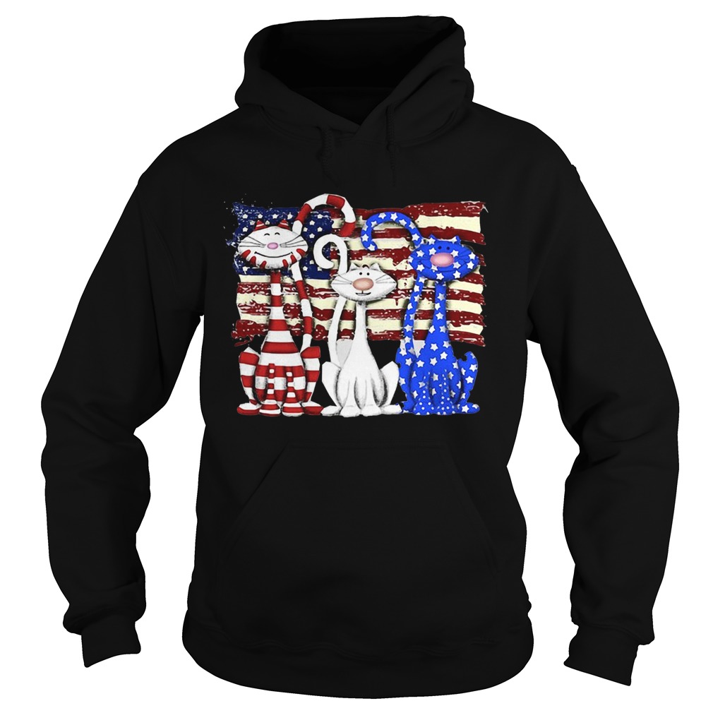 Cats 2 flag US American flag Independence Day veteran Hoodie
