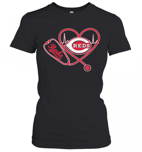 Cincinnati Reds Stethoscope Heart T-Shirt Classic Women's T-shirt