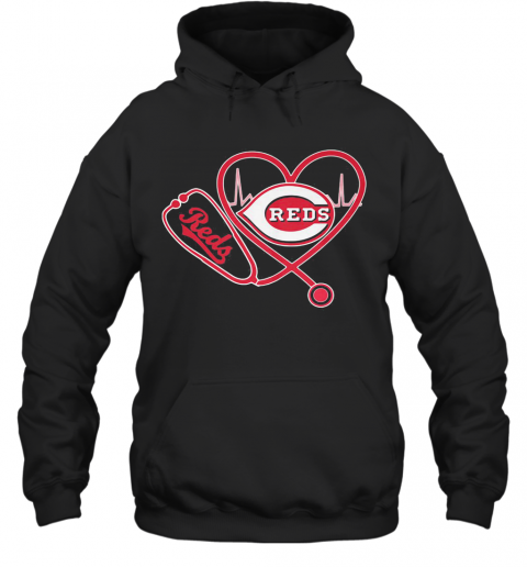 Cincinnati Reds Stethoscope Heart T-Shirt Unisex Hoodie