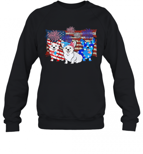 Corgi Firework American Flag Independence Day T-Shirt Unisex Sweatshirt