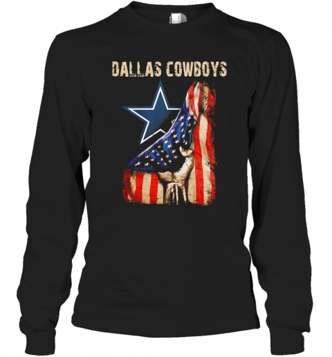 Dallas Cowboys American Flag Independence Day T-Shirt Long Sleeved T-shirt 