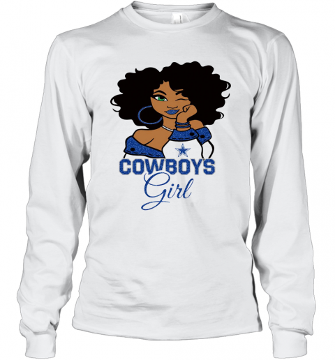 Dallas Cowboys Football Black Girl T-Shirt Long Sleeved T-shirt 