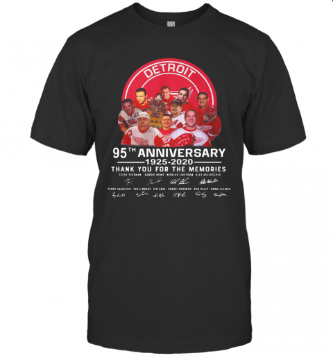 Detroit Red Wings 95Th Anniversary 1925 2020 Thank You For The Memories Signatures T-Shirt