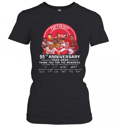 Detroit Red Wings 95Th Anniversary 1925 2020 Thank You For The Memories Signatures T-Shirt Classic Women's T-shirt