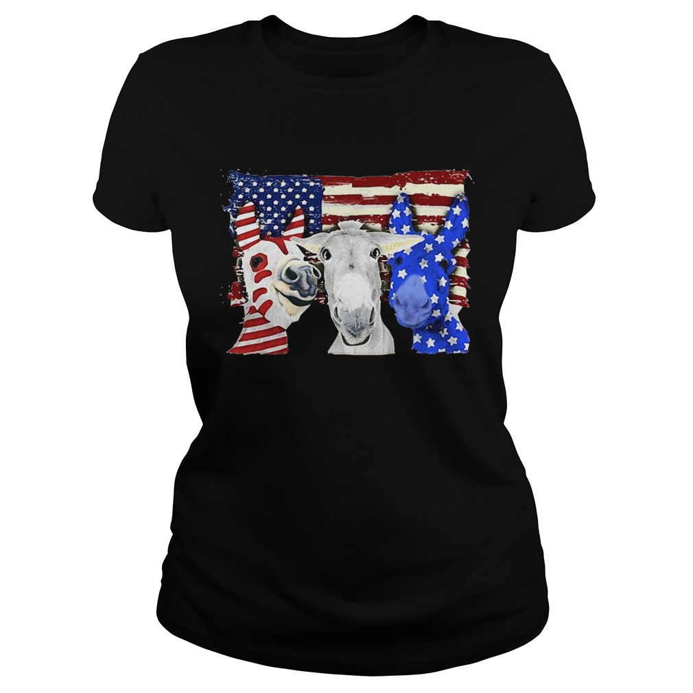 Donkey 2 flag US American flag Independence Day veteran Classic Ladies