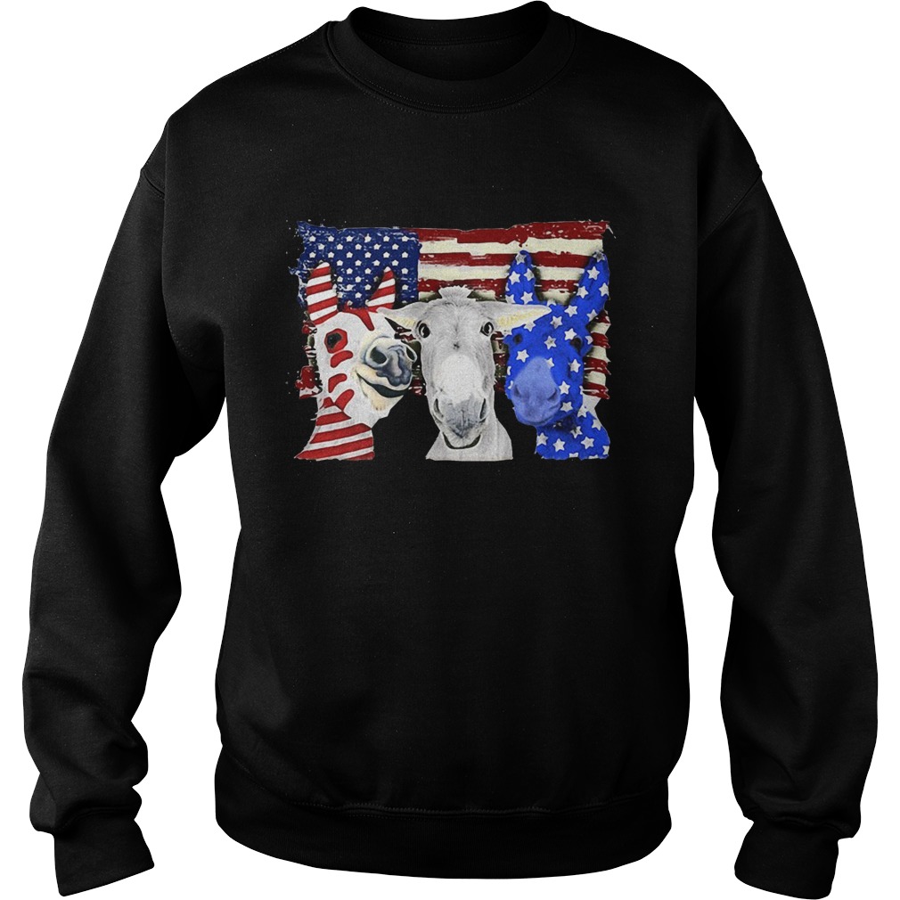 Donkey 2 flag US American flag Independence Day veteran Sweatshirt
