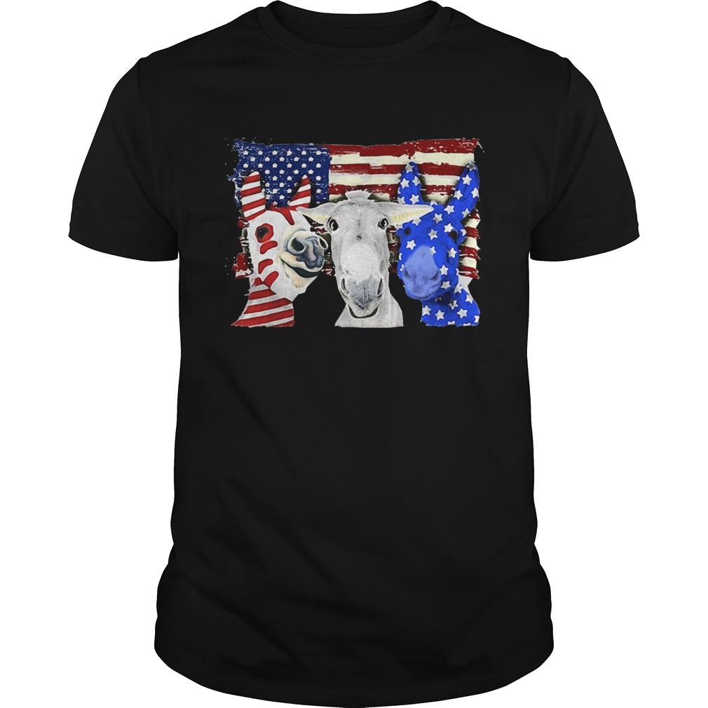 Donkey 2 flag US American flag Independence Day veteran shirt