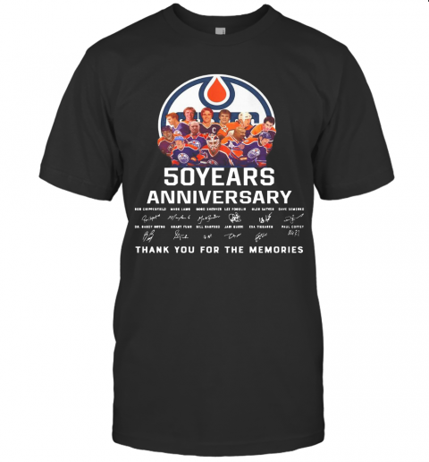 Edmonton Oilers 50 Years Anniversary Thank You For The Memories Signature T-Shirt