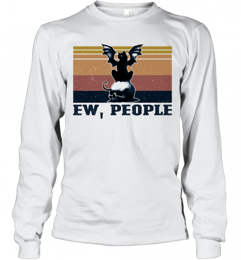 Ew People Cat Skull Vintage T-Shirt Long Sleeved T-shirt 