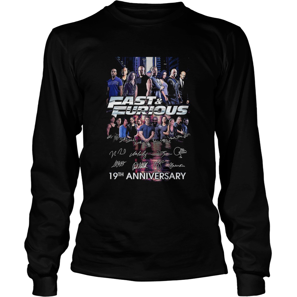Fast and furious 19th anniversary characters signatures Long Sleeve