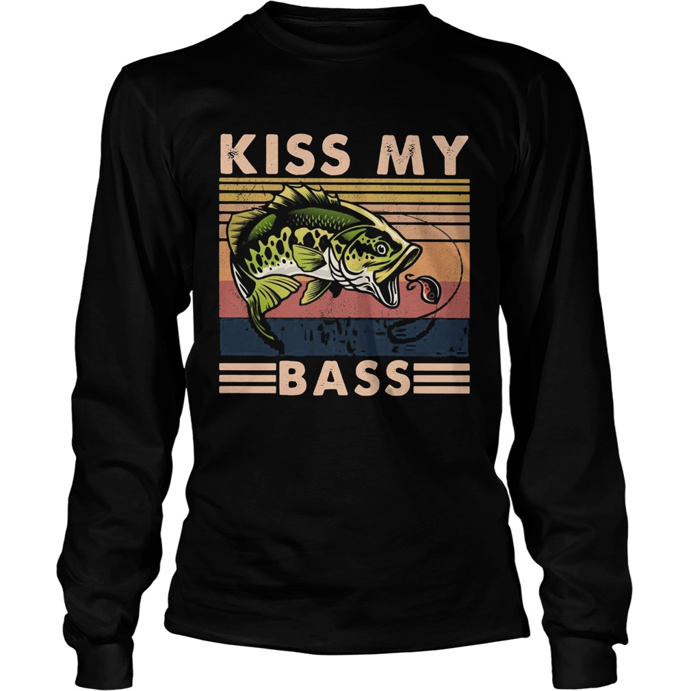 Fishing kiss my bass vintage Long Sleeve
