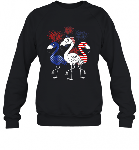 Flamingo American Flag Veteran Independence Day T-Shirt Unisex Sweatshirt
