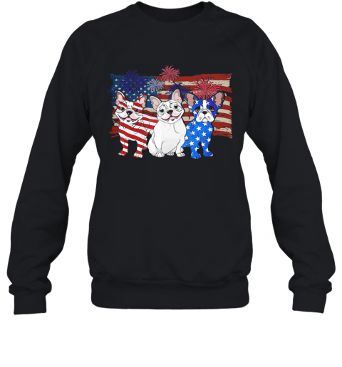 French Bulldog Firework American Flag Independence Day T-Shirt Unisex Sweatshirt