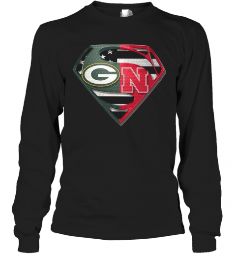 Green Bay Packers And Nebraska Cornhuskers Superman T-Shirt Long Sleeved T-shirt 