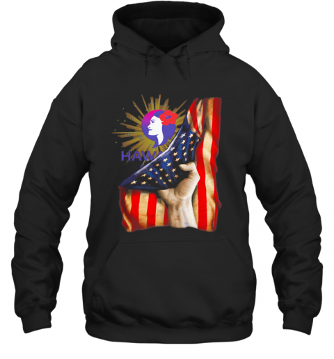 Hawaiian Airlines Logo American Flag Independence Day T-Shirt Unisex Hoodie