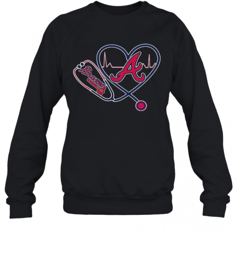Heartbeat Nurse Love Atlanta Braves T-Shirt Unisex Sweatshirt