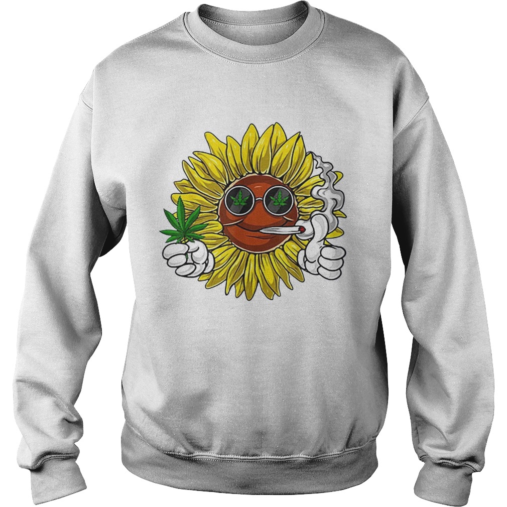 Hippie Sunflower Smoking Weed Stoner Cannabis Marijuana Leaf Sweatshirt