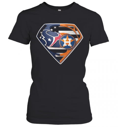 Houston Texans Vs Houston Astros Diamond American Flag T-Shirt Classic Women's T-shirt