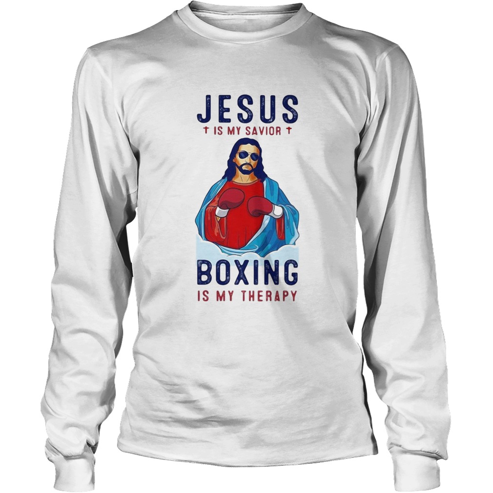 Jesus is my savior boxing is my therapy Long Sleeve
