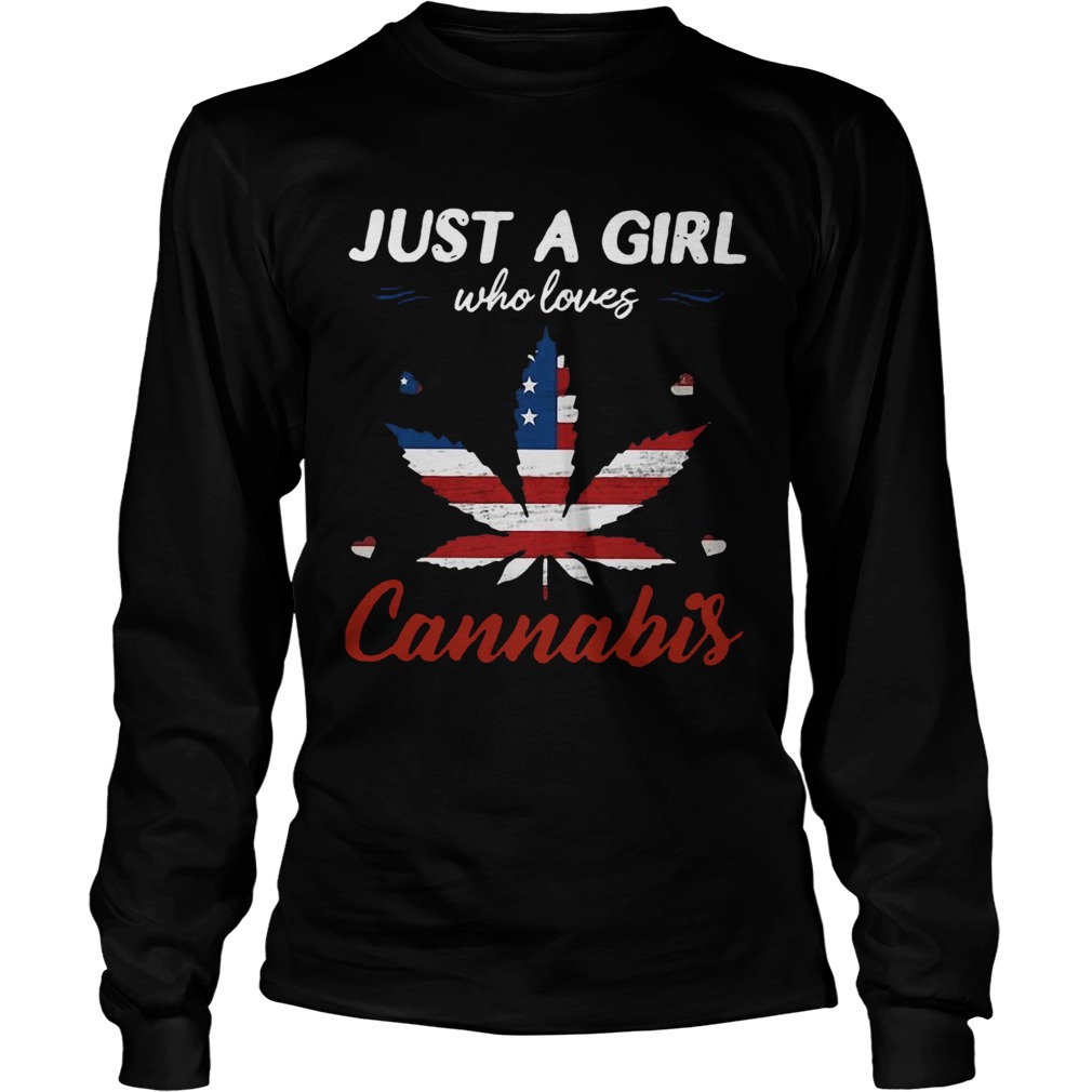 Just A Girl Who Loves Weed American Flag Cannabis Long Sleeve