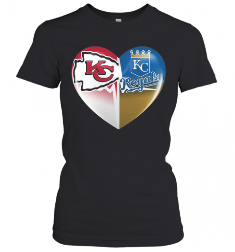 Kansas City Chiefs And Kansas City Royals Heart Heartbeat T-Shirt Classic Women's T-shirt