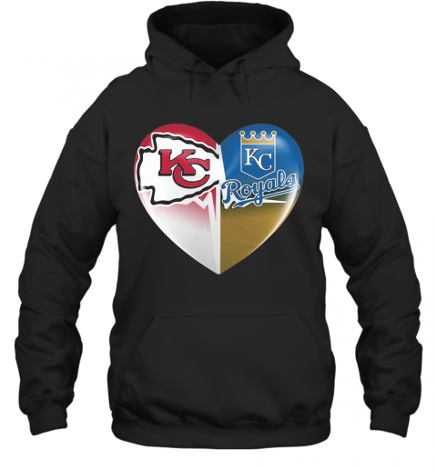Kansas City Chiefs And Kansas City Royals Heart Heartbeat T-Shirt Unisex Hoodie