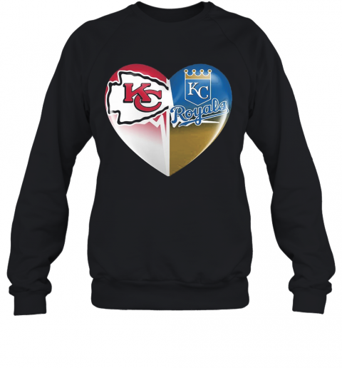 Kansas City Chiefs And Kansas City Royals Heart Heartbeat T-Shirt Unisex Sweatshirt