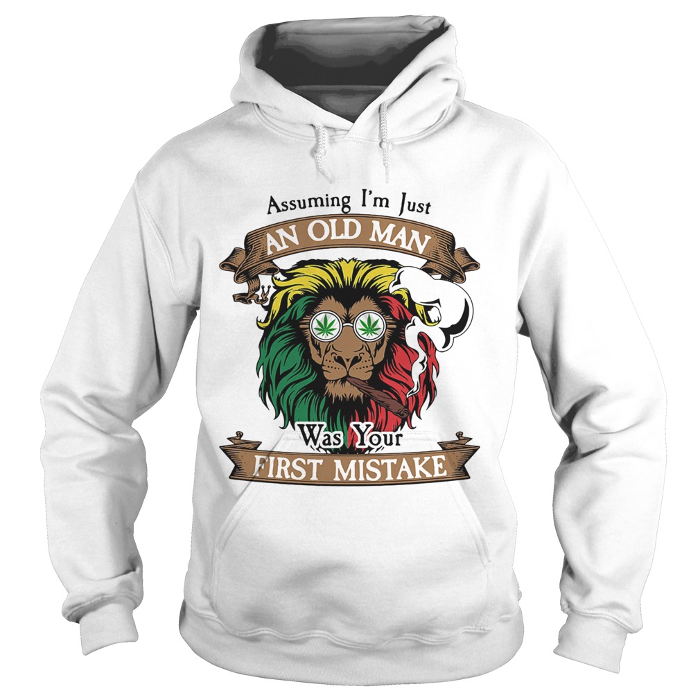 Lion smoking assuming Im just an old lady was your first mistake vintage Hoodie