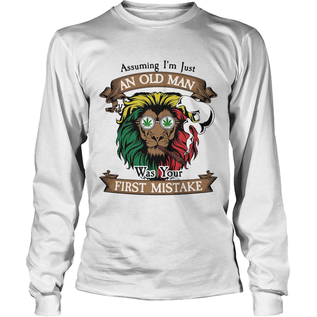 Lion smoking assuming Im just an old lady was your first mistake vintage Long Sleeve