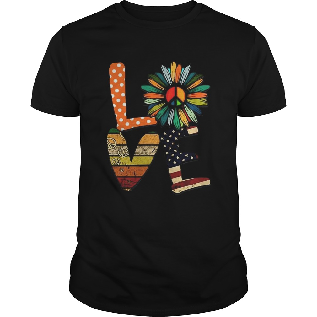 Love Daisy One Another American Flag Hippie Lover shirt